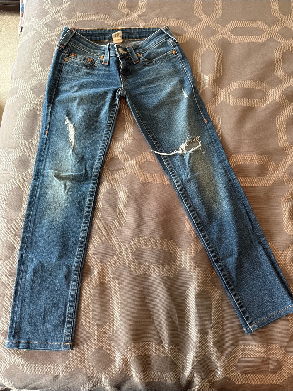 True Religion Distressed Blue Denim Jeans